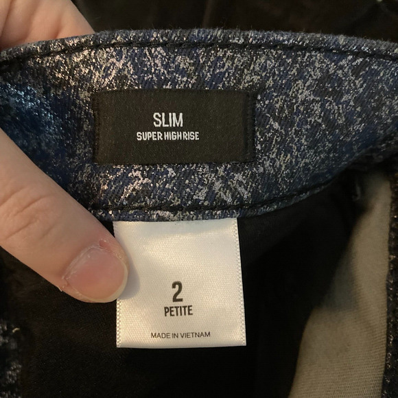 Express Jeans Pants Womens 2P Silver Metallic Coated Super High Rise Slim Ankle - Picture 4 of 11